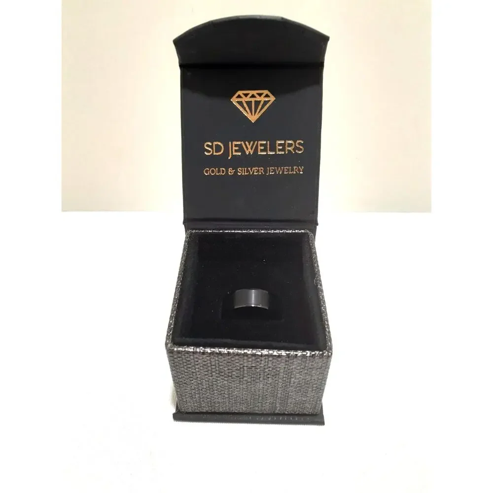 Tungsten Carbide Ring Black Brushed and Polished Finish Size 7.5